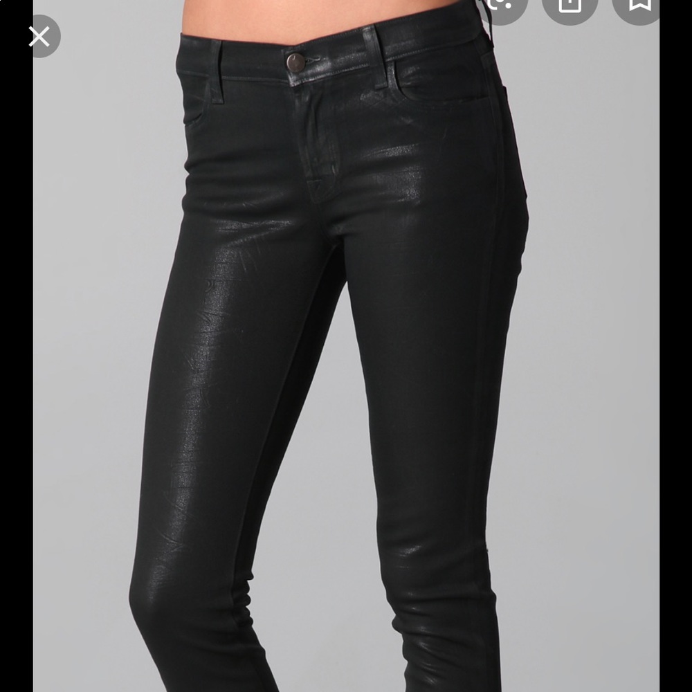 J Brand Super Skinny Faux Leather Black Jeans 30
